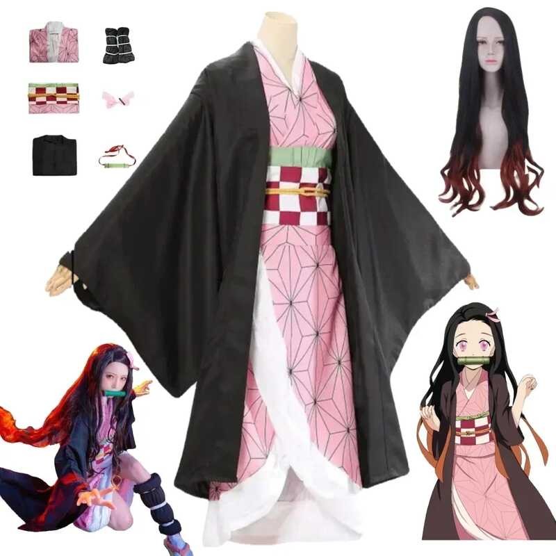 Kamado Nezuko คอสเพลย์เครื่องแต่งกายอะนิเมะกิโมโน Kamado Nezuko