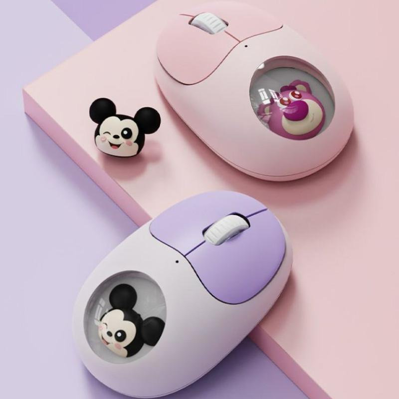 Disney QS-MS02 ไร้สาย 2.4G บลูทูธ Dual Mode Mouse Mickey Mouse สตรอเบอร์รี่หมีLotso คอมพิวเตอร์โน้ต