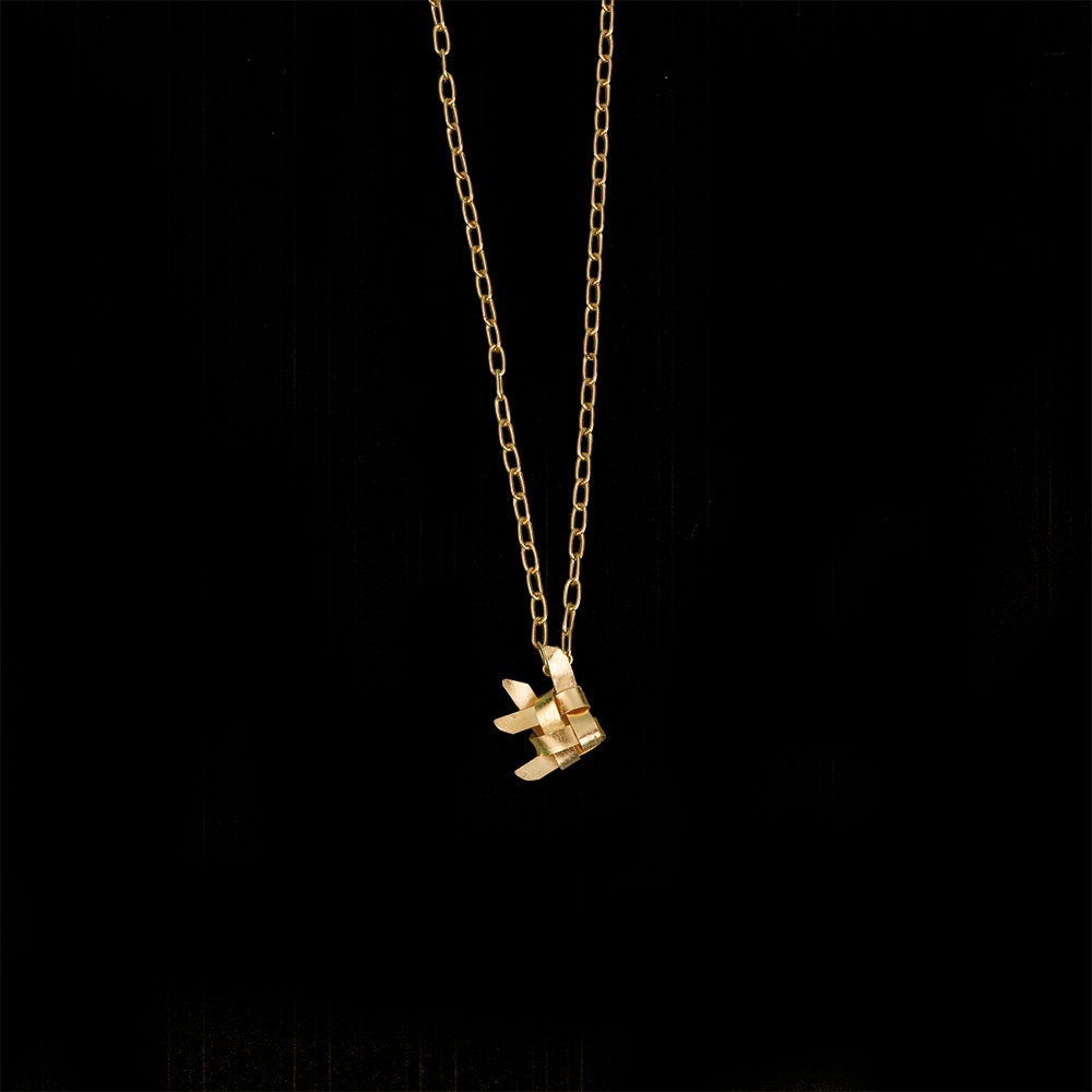 สร้อยคอปลาตะเพียนสาน เงินแท้ 99.9 ขนาด S ชุบทอง 18k สี Rich Gold