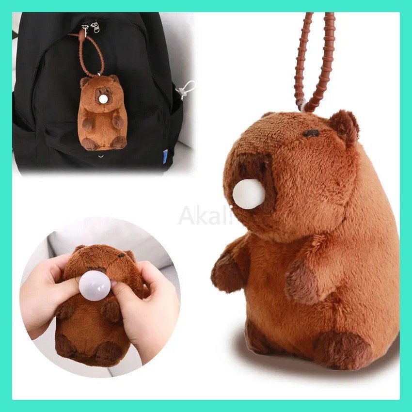 aaa Squeezing Capybara Plush Keychain Pendant Simulation Capibara Anime Fluffty Toy Stuffed Animals