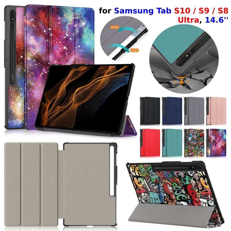 Samsung สำหรับ Tab S10 14.6 นิ้ว S9 S8 Ultra SM-X920 X910 X900 ปกหนังแม่เหล็กแบบพลิกได้ แข็ง 14.6" เ