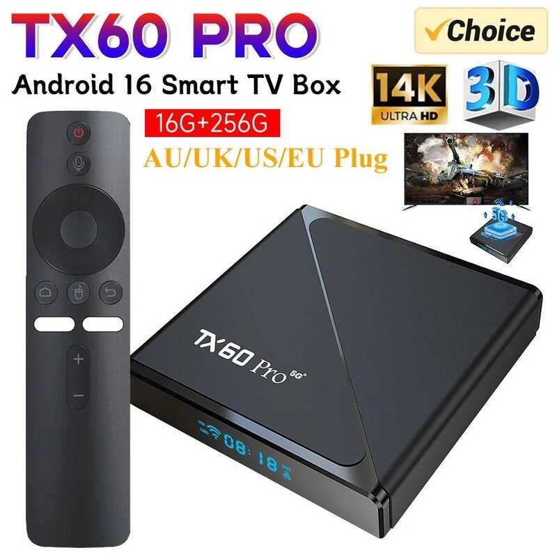 16 สมาร์ททีวี TX60 Pro 16G 256G Media Player 14K 2.4G/5G Dl WiFi Set Top WiFi6 Mali-G31 กล่อง Remote