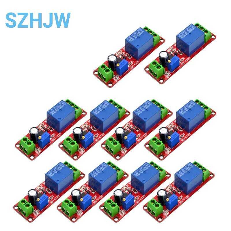 ชิ้น 1/5/10 สวิตช์ตั้งเวลา NE555 DK555 โมดูลหน่วงเวลาตัดการเชื่อมต่อ DC 12V รีเลย์หน่วงเวลา 0~10S