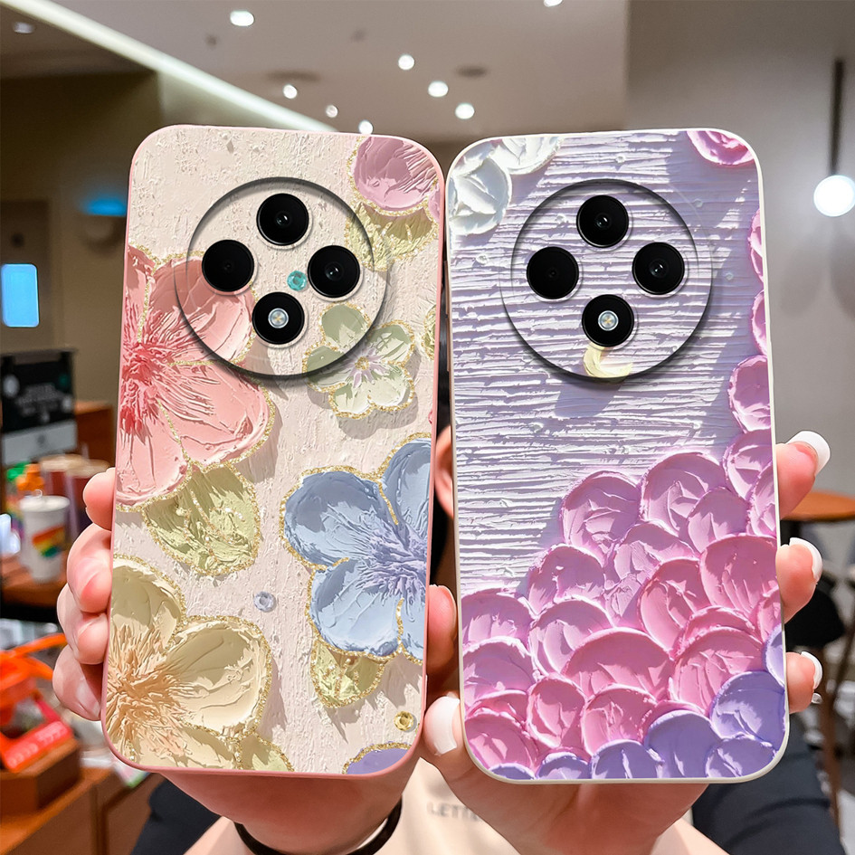 ปลอกสําหรับoppo Reno12 Fเคสโทรศัพท์ป้องกันกล้องแฟชั่นน่ารักดอกไม้รูปแบบMatteปกหลังสําหรับOppo Reno 12 F 12F Reno12F Capaกันชน