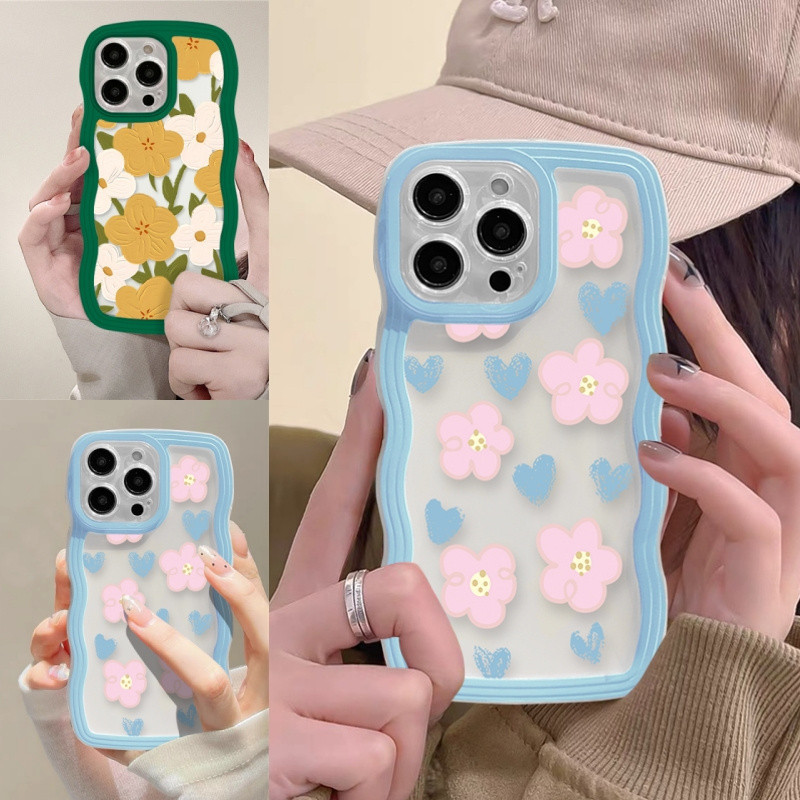 เคสโทรศัพท์โปร่งใสสําหรับsamsung Galaxy J2 Prime / J4 Plus / J6 Plus / J7 Prime / Samsung S21 S22 S23 S24 Ultraแฟชั่นหัวใจดอกไม้กันกระแทกTPUกรณี
