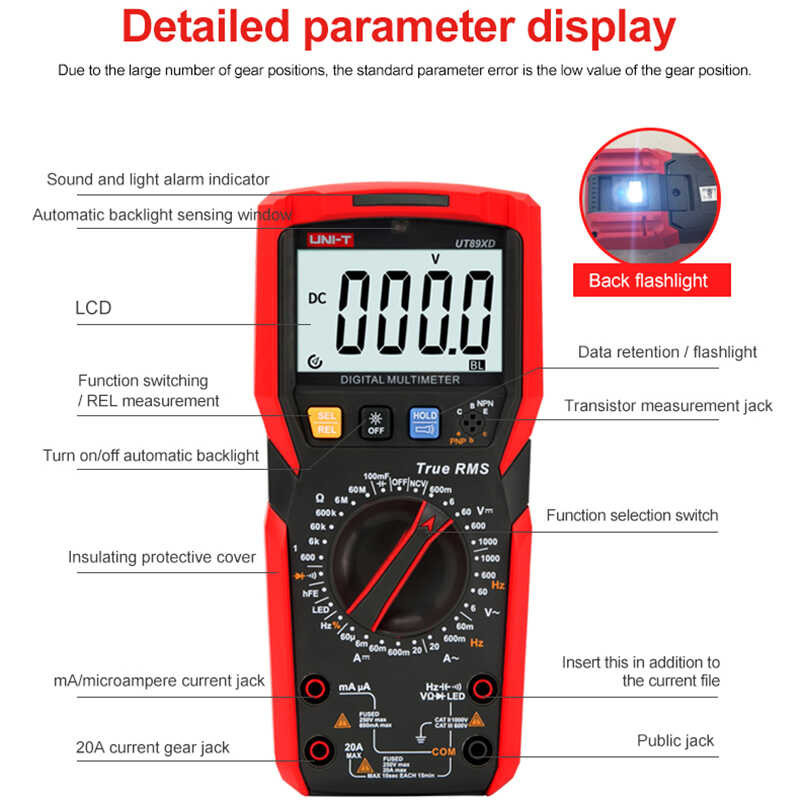 ❤ Uni-T Ut89x Ut89xd มัลติมิเตอร์แบบดิจิตอลระดับมืออาชีพ Tr