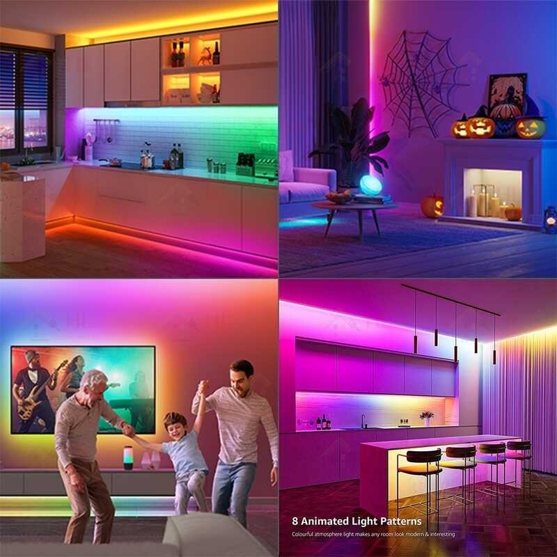 ❤ ◐﹊✆ ไฟแต่งห้องโหมดสายรุ้ง ไฟติดห้อง สายไฟ LED RGB IC