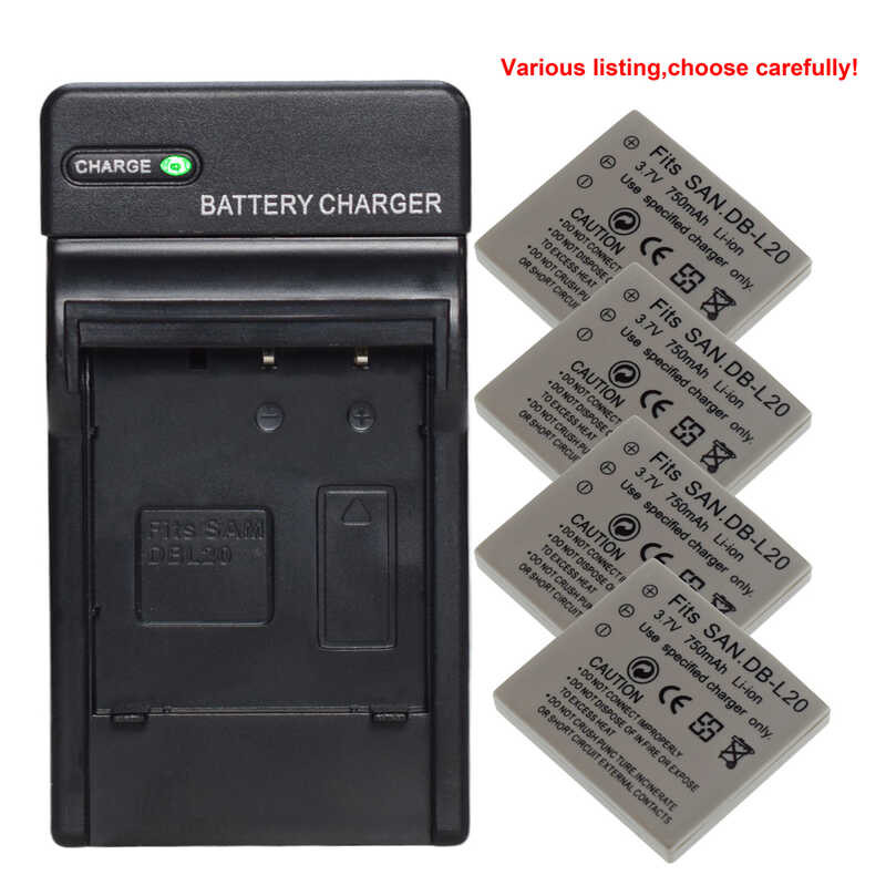 DB-L20 8 Battery AC Wall Charger + Car Plug for Sanyo VAR-L20N Xacti VPC-C1 C4 C40 C5 C6 CA6 CA65