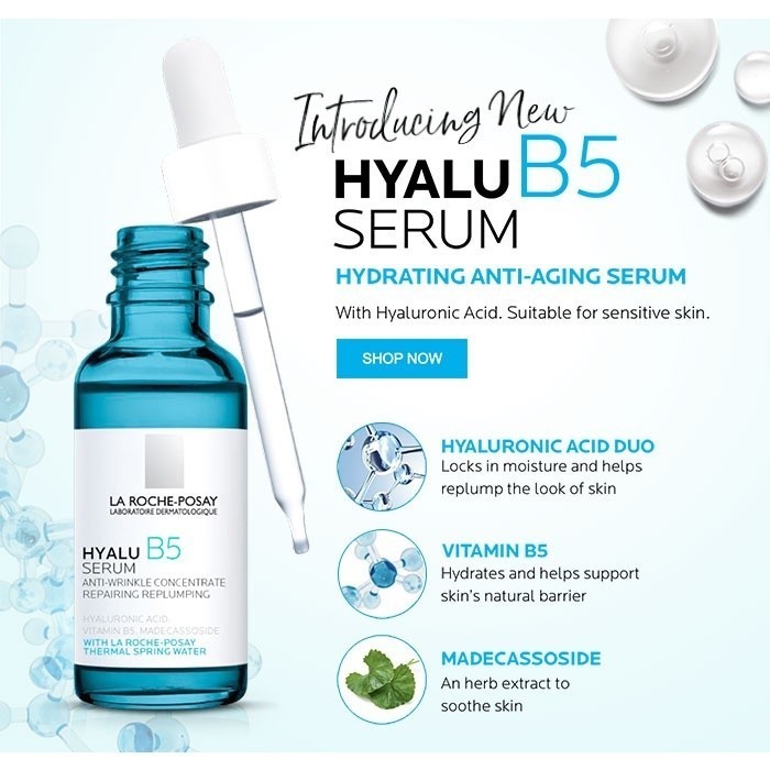♞,♘,♙ของแท้100% พร้อมส่งLa Roche-Posay HYALU B5 Serum 30 ML ลา โรช-โพเซย์ เซรั่มลดเลือนริ้วรอย 30ml