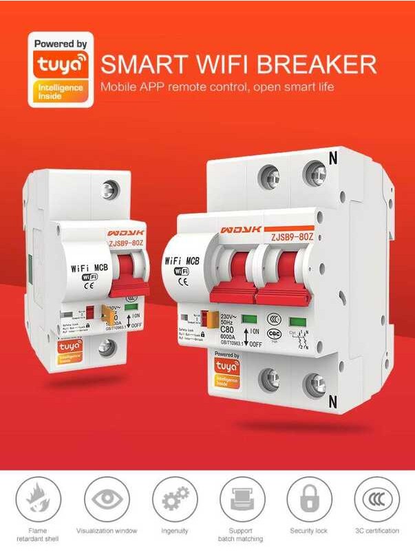 ❤ Byssherer สมาร์ท WIFI Circuit Breaker 2P Iot Air Switch สมาร์ทไลฟ์ / การ