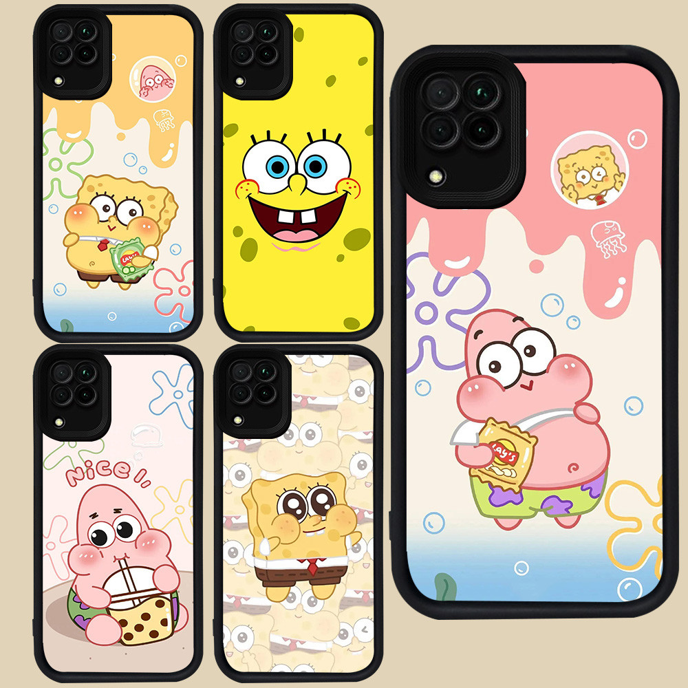 ปลอกสีดําสําหรับ Samsung A04E F04 A06 J7 M04 J2 Prime A12 A05 A22 A04 Pro 5G R76 SpongeBob