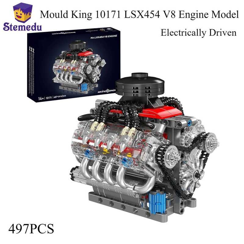 Mould King 10171 Lsx454 V8 Engine Motorized Simulation Model Electrically Drive Building Bloc Techn