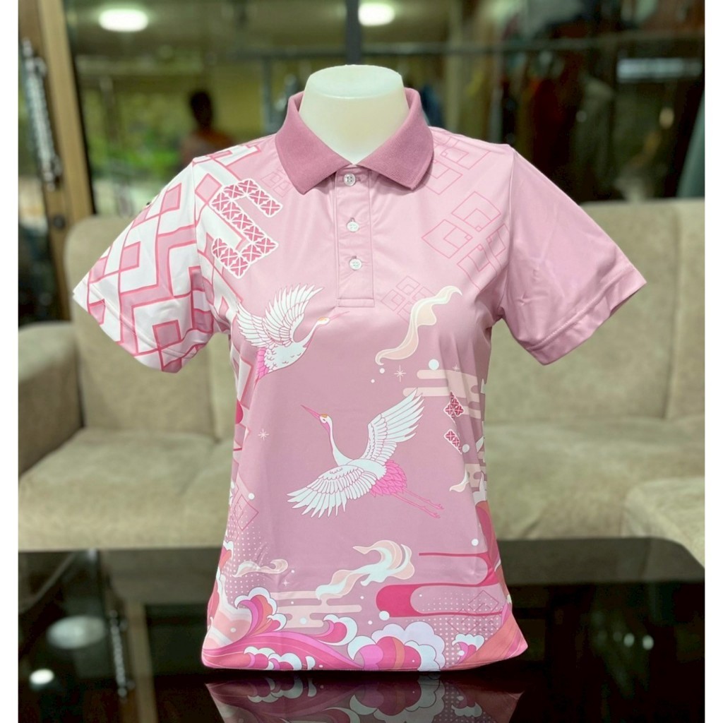 เสื้อโปโล “ลายขอนกกระเรียน” 🦚 ผ้าไมโครเกรด PREMIUM พร้อมส่ง POLO SHIRT