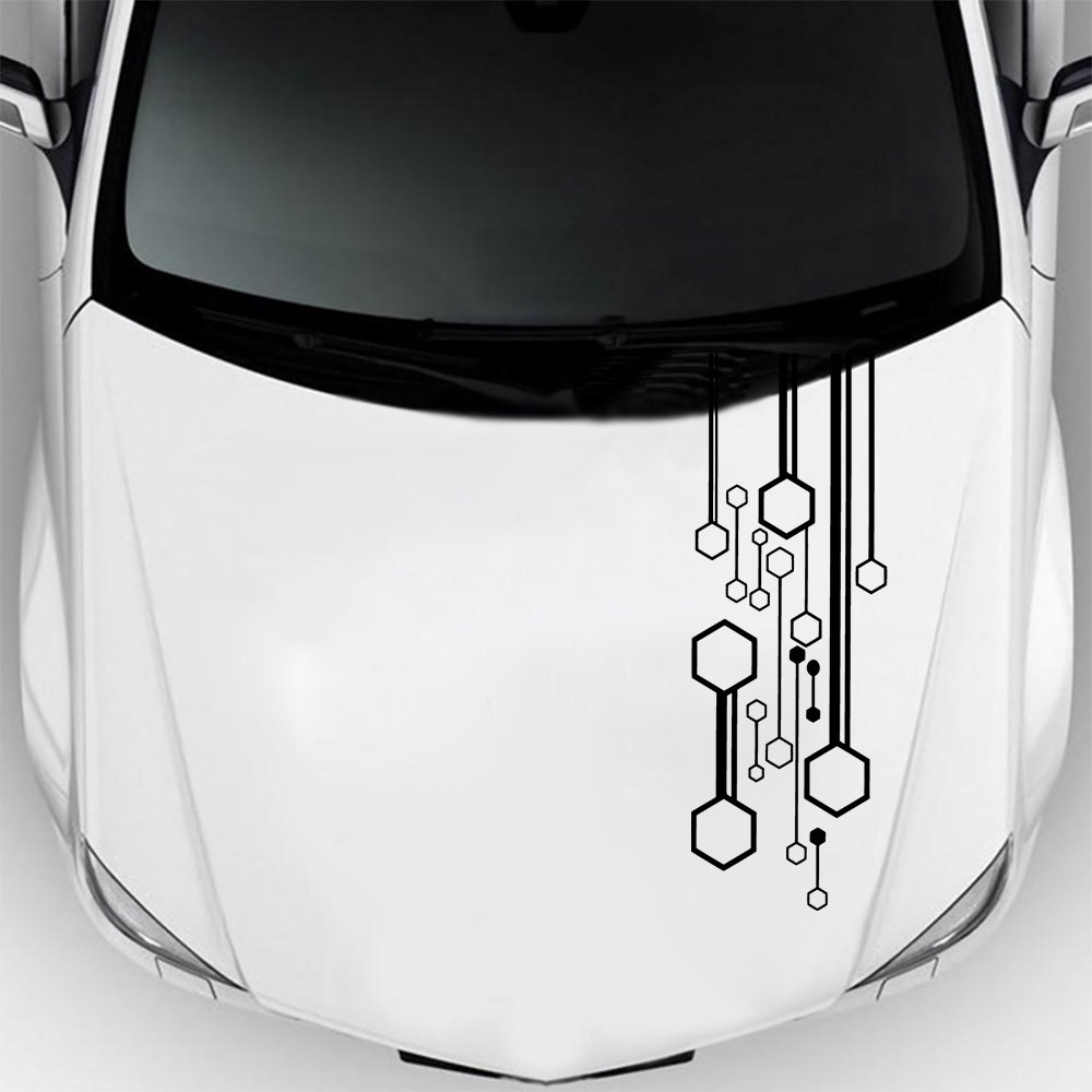 แฟชั่นลายหกเหลี่ยมสติกเกอร์ไวนิลสําหรับรถบรรทุก Hood Decal ประตูด้านข้างกระจกอัตโนมัติสติกเกอร์ไวนิล Tunning อุปกรณ์เสริม