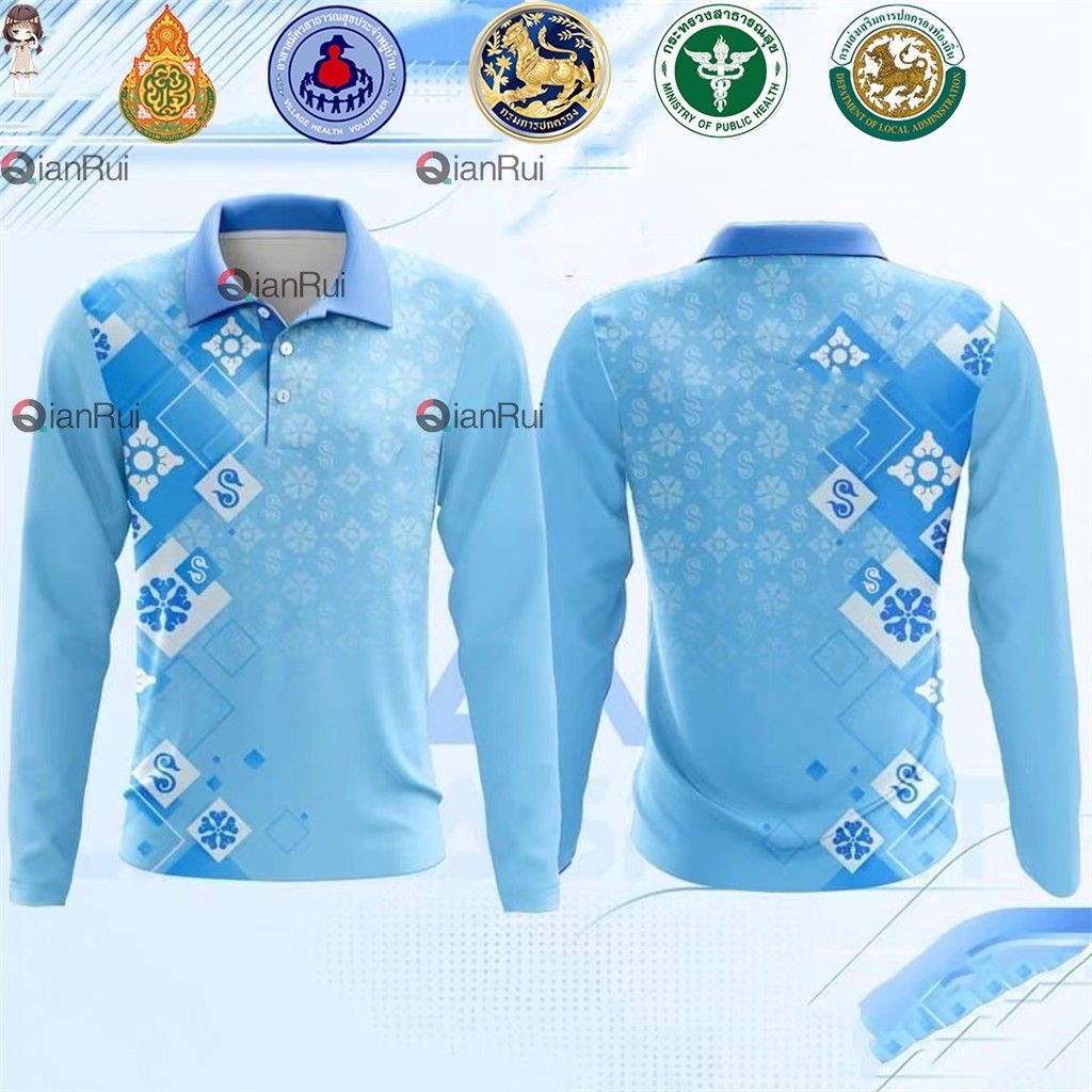 💙💙💙 เสื้อโปโลสีน้ําเงินเกลือทะเลออกแบบใหม่ เหมาะสำหรับเป็นชุดแม่และเด็กในครอบครัว 👨‍👩‍👧‍👧， สไตล์ Unisex; ไซส์ XS-3XL (ตราสัญลักษณ์หน้าอกเปลี่ยนได้) 💕 (สต็อกสินค้า)