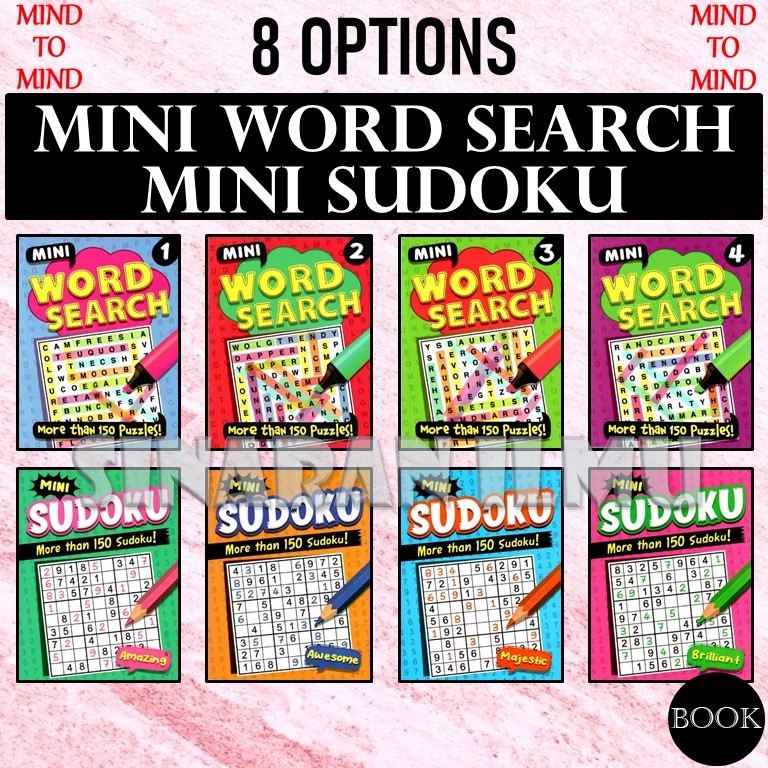 (SI)MINI WORD SEARCH BOOK 1-4 MINI SUDOKU AMAZING AWESOME MAJESTIC BRILLIANT - ขนาดพกพา - จิตใจ