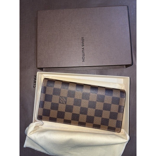 Lv Louis Vuitton Brazza Wallet Damier กระเป๋าสตางค์หลุยส์มือสองของแท้