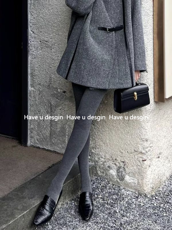 มี u desgin แบนสีทึบ Pantyhose ผู้หญิงฤดูใบไม้ผลิฤดูใบไม้ร่วง Warm Leggings Melade Retro Simple