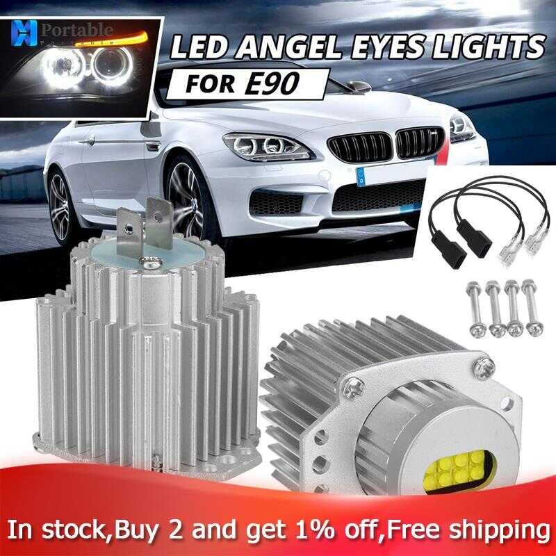 々 【Por】-2Pcs Angel Eyes Canbus 80W LED Headlight Marker Light Bulbs Error Free For E90 E91 3 S