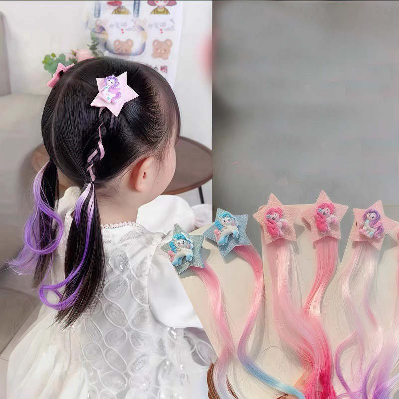 2 ชิ้นใหม่น่ารักเจ้าหญิง Star Pony วิกผมสาว Hairpins เด็กอุปกรณ์เสริมผม