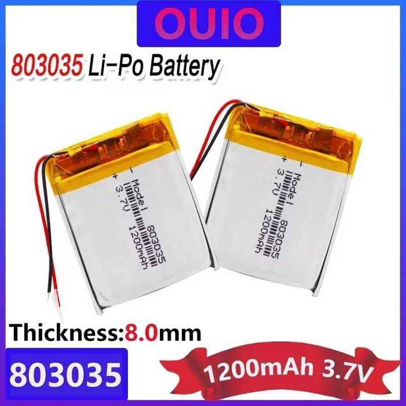 ความจุสูง 1-10 ชิ้น 3.7V803035 แบตเตอรี่ลิเธียมไอออนโพลิเมอร์ 1200mAh 3.7 โวลต์ Li-po Li-polym