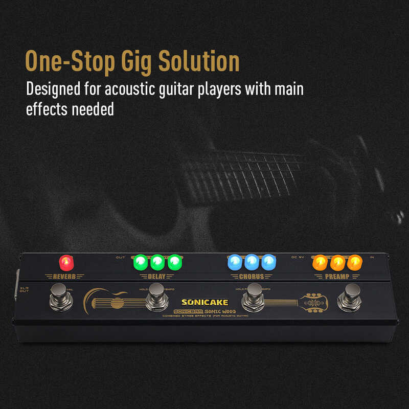 ➧ SONICAKE Sonic Wood Acoustic กีต้าร์ Preamp DI Box Multi Effect Choral Delay เหยี