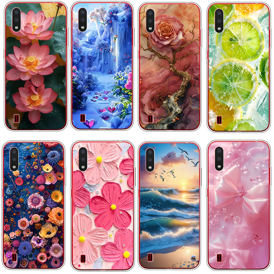 ปลอกสําหรับ Samsung galaxy a01 เคสซิลิโคนอ่อน TPU พิมพ์ฝาครอบโทรศัพท์