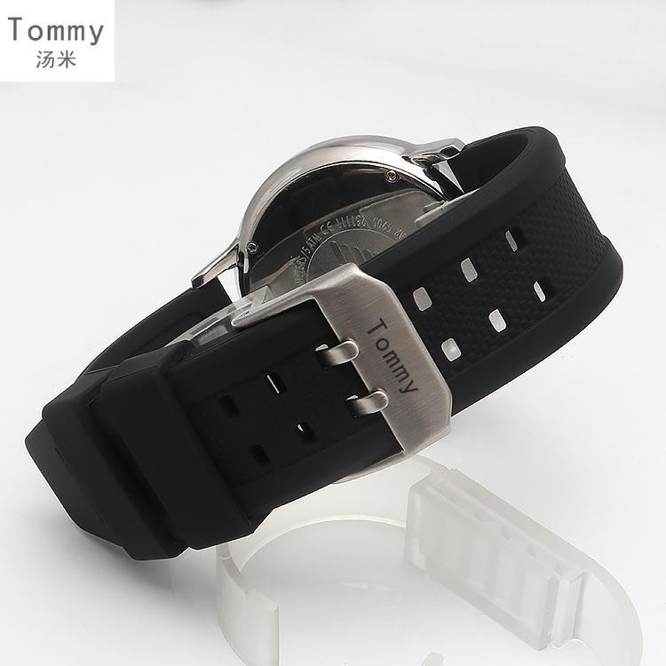 Tommy Hilfiger Tommy Hilfiger สายนาฬิกาซิลิโคนกันน้ํากีฬาสร้อยข้อมือยาง Pin Buckle Accessories