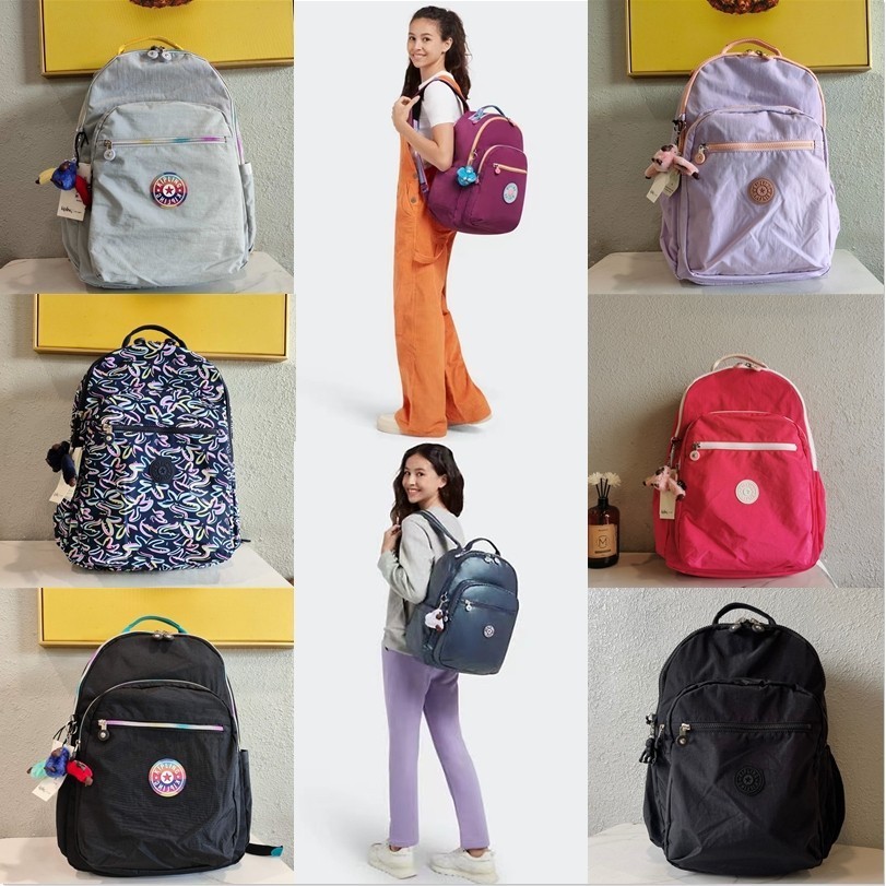 Kipling Large Soul Series กระเป๋าผู้หญิงแฟชั่นไนลอนกระเป๋าเดินทางความจุขนาดใหญ่กระเป๋าเป้สะพายหลังก