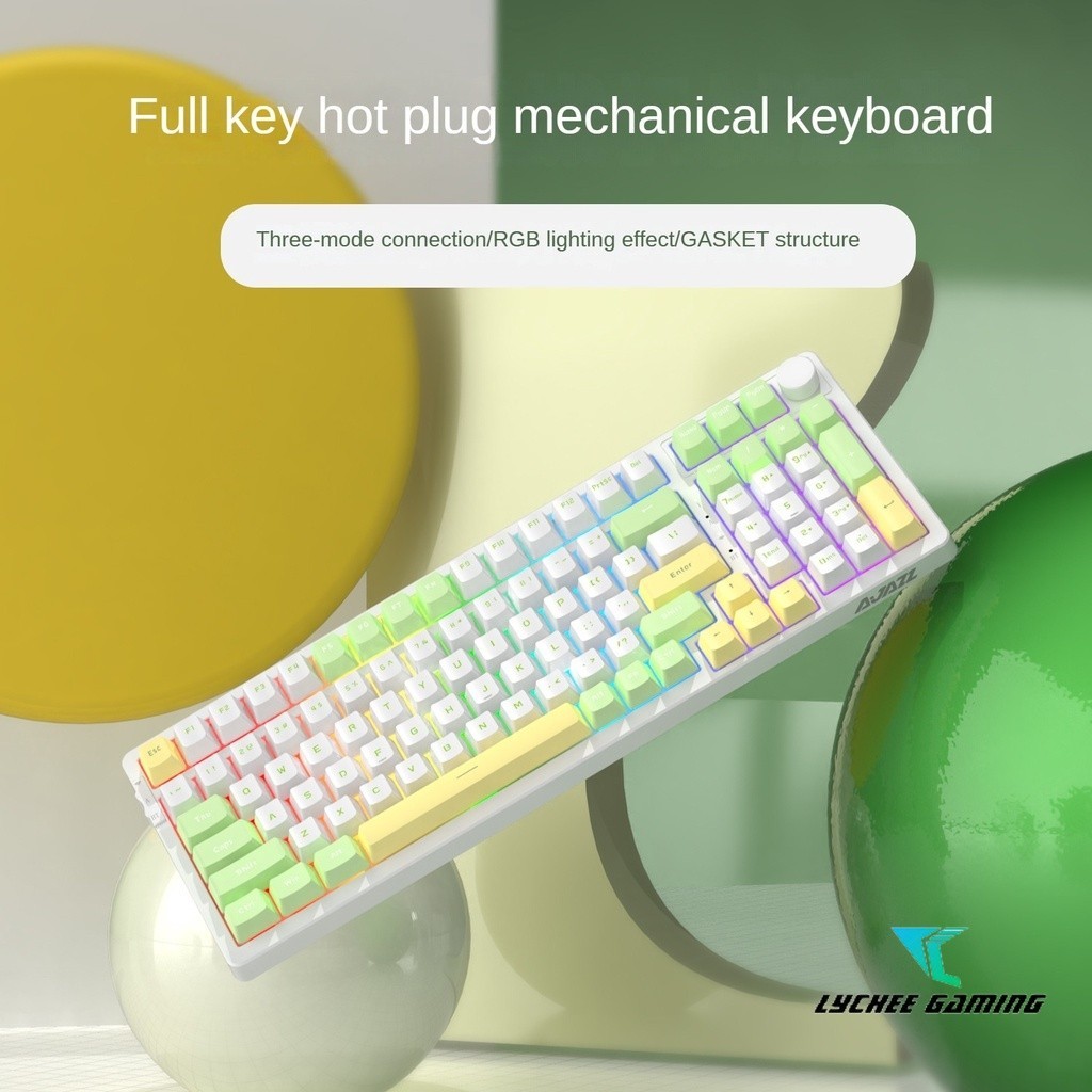 Ajazz AK992 99 คีย์บลูทูธไร้สาย RGB คีย์บอร์ดแบบกลไก DIY ปะเก็นแบบถอดเปลี่ยนได้ร้อนติดตั้งคีย์บอร์ด