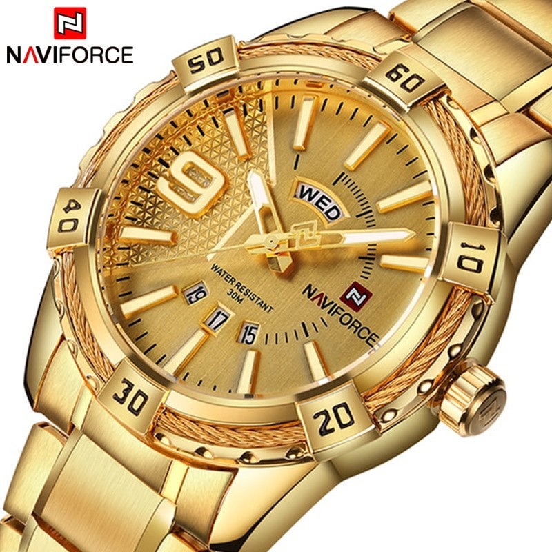 นาวีฟอร์ซ NF9117 แบรนด์หรูนาฬิกาข้อมือผู้ชายเดิมแฟชั่นควอตซ์คลาสสิกนาฬิกาผู้ชายกันน้ําธุรกิจวงเหล็ก