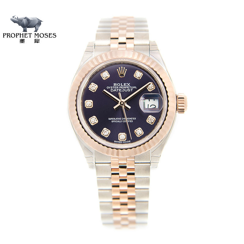 Rolex Rolex เสื้อผ้าผู้หญิง Log Type นาฬิกาผู้หญิง 279171- 0015 หน้าปัดเพชร สีม่วง