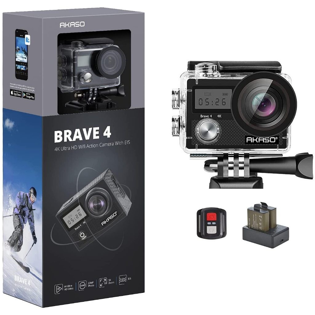 AKASO Brave 4 กล้องถ่ายภาพกลางแจ้ง WIFI 4K กล้องถ่ายวิดีโอกันน้ำ HD ดำน้ำกีฬา