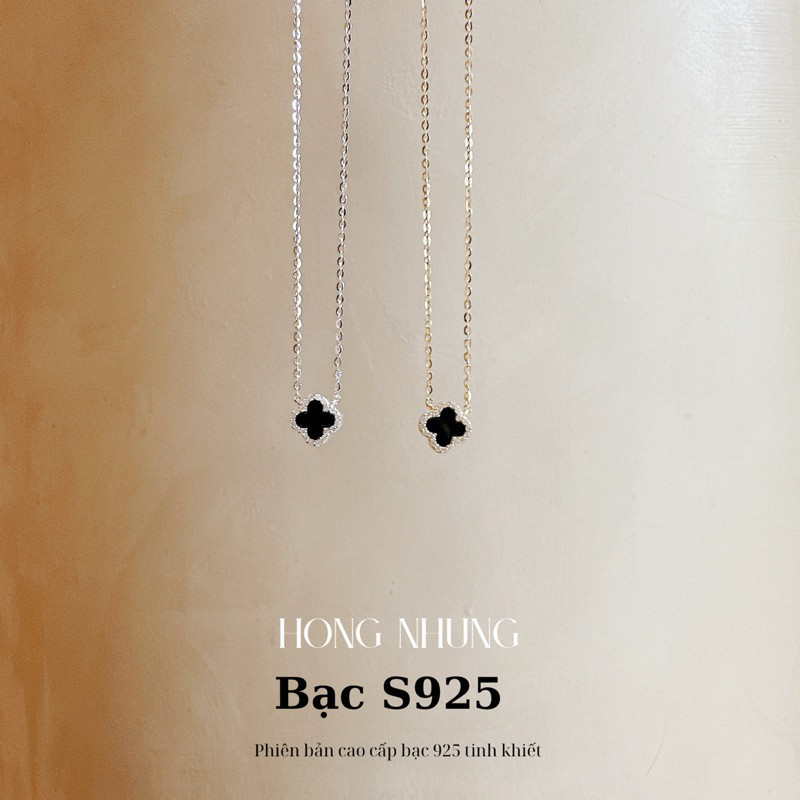 ,,สร้อยคอโคลเวอร์ 4 แฉก ขนาด 8มม หินเงิน 925 ดีไซน์เกาหลี VBG