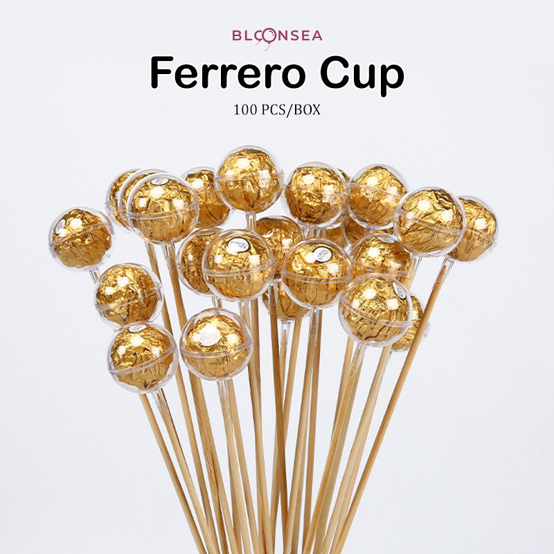 100 ชิ้น Ferrero Rocher ถ้วยอะคริลิคช็อกโกแลต Ball Case Holder Bouquet ปลอกพลาสติกใส Bekas Coklat