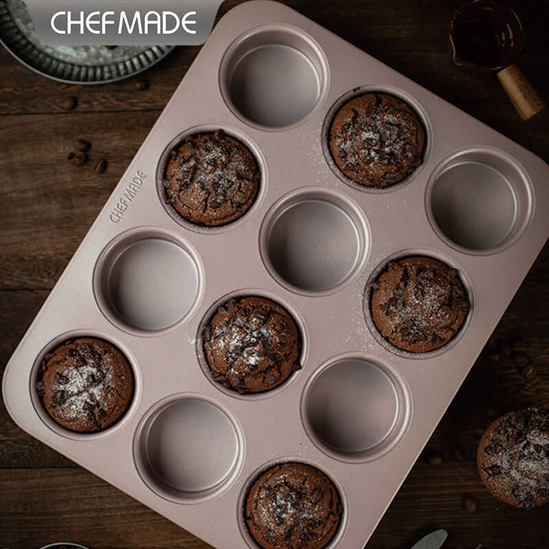 LY CHEFMADE 12-Cavity Muffin Pan Non-Stick Bread Cake Mold Baking Tray Bake e British Muffin Tray