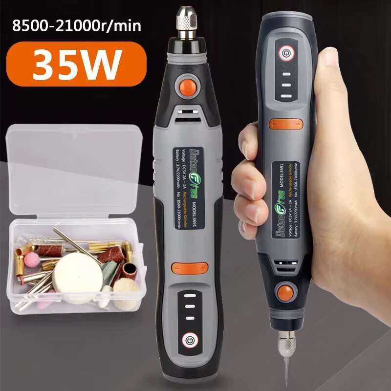 เครื่องมือโรตารี่ไร้สาย 35W USB Dremel ปากกาแกะสลัก DIY เครื่องเจาะไฟฟ้าขนาดเล็ก 3 ความเร็ว ชุดไร้สา