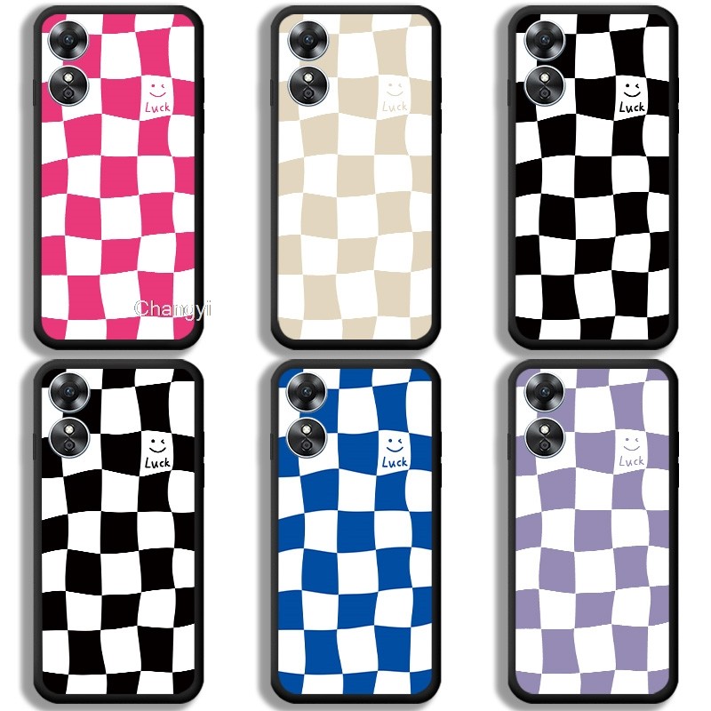 Creative สีดําสีขาวกระดานหมากรุกกันกระแทกสําหรับ OPPO A17 A17K CPH2477 CPH2471