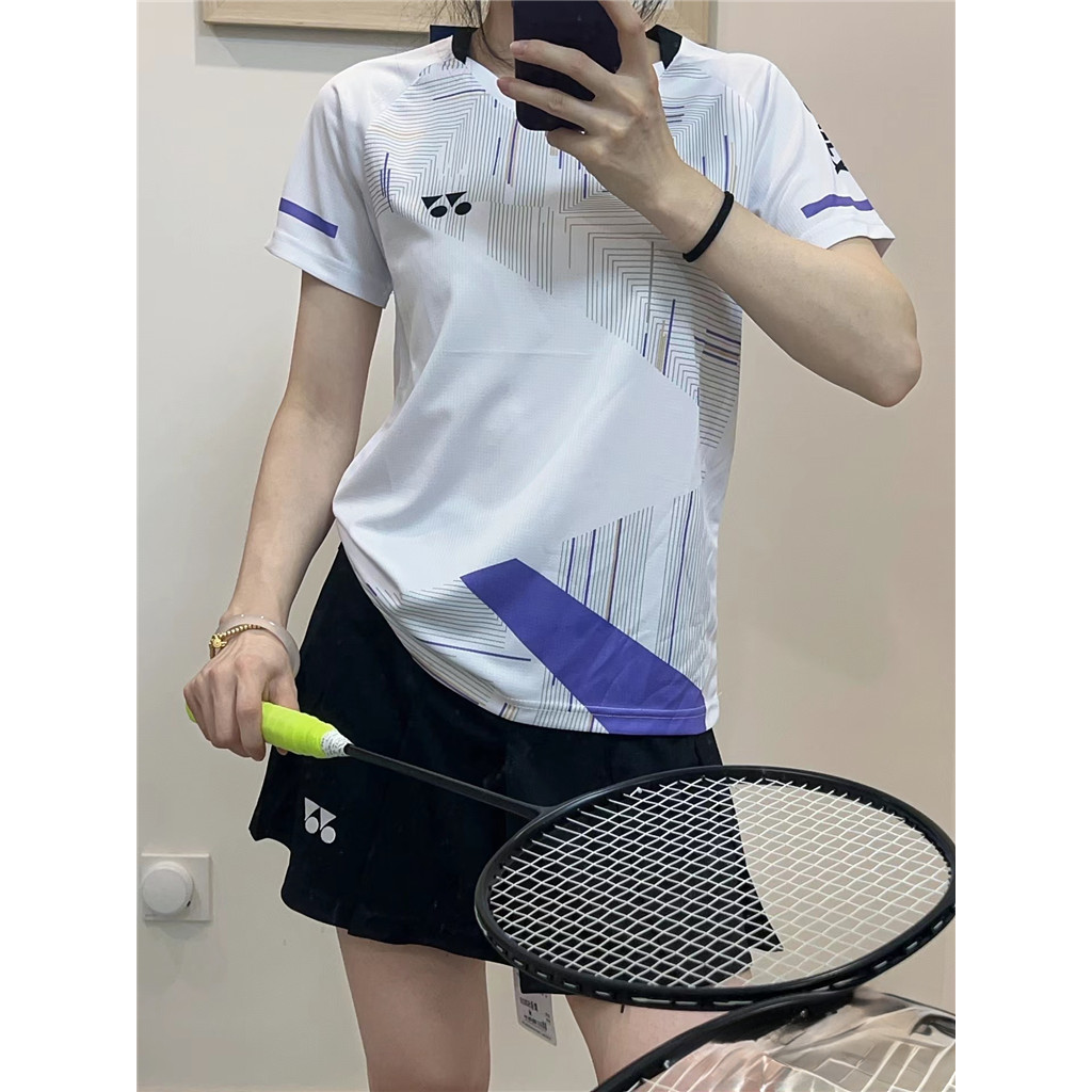 Yonix yy ชุดแบดมินตันแขนสั้นผู้ชายผู้หญิง แห้งไว สไตล์ใหม่ ชุดทีมปิงปอง