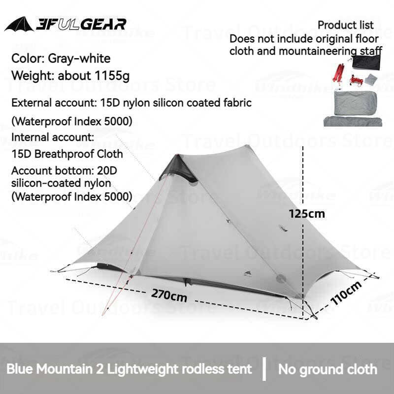 3F UL เกียร์ Lanshan 1/2 คนตั้งแคมป์ Ultralight มืออาชีพเต็ 3/4 ฤดู