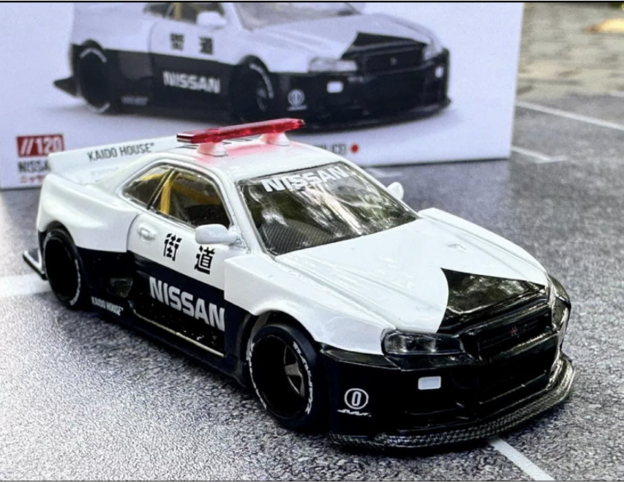 Kaido House+MINIGT 1:64 GTR R34 Seaway รถตํารวจโมเดลรถโลหะผสม