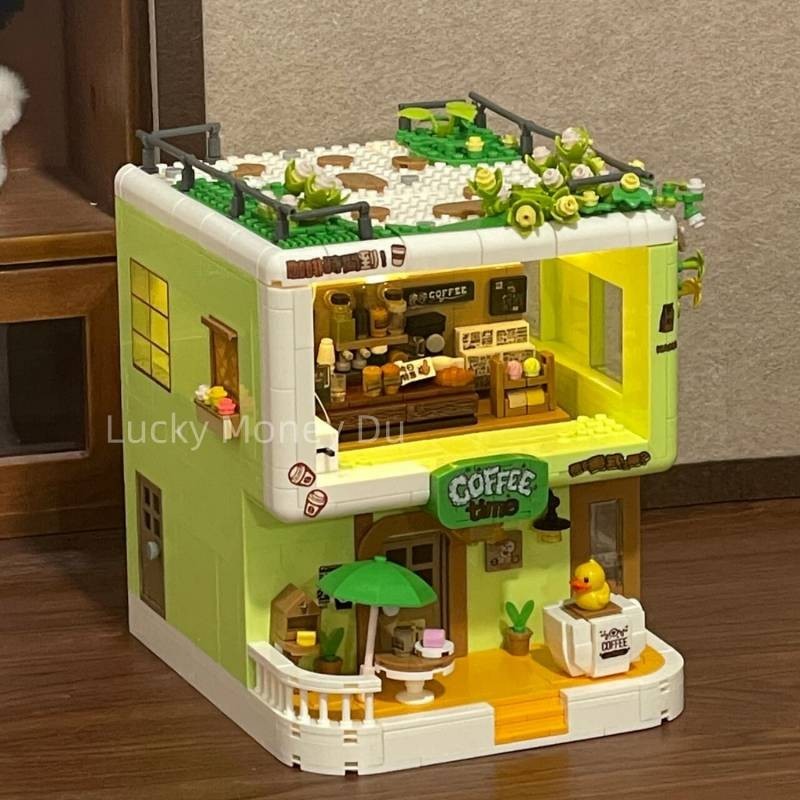 Compatible with Lego Building Blocks Coffee House Street View Toys Handmade DIY Good-looking Deskto