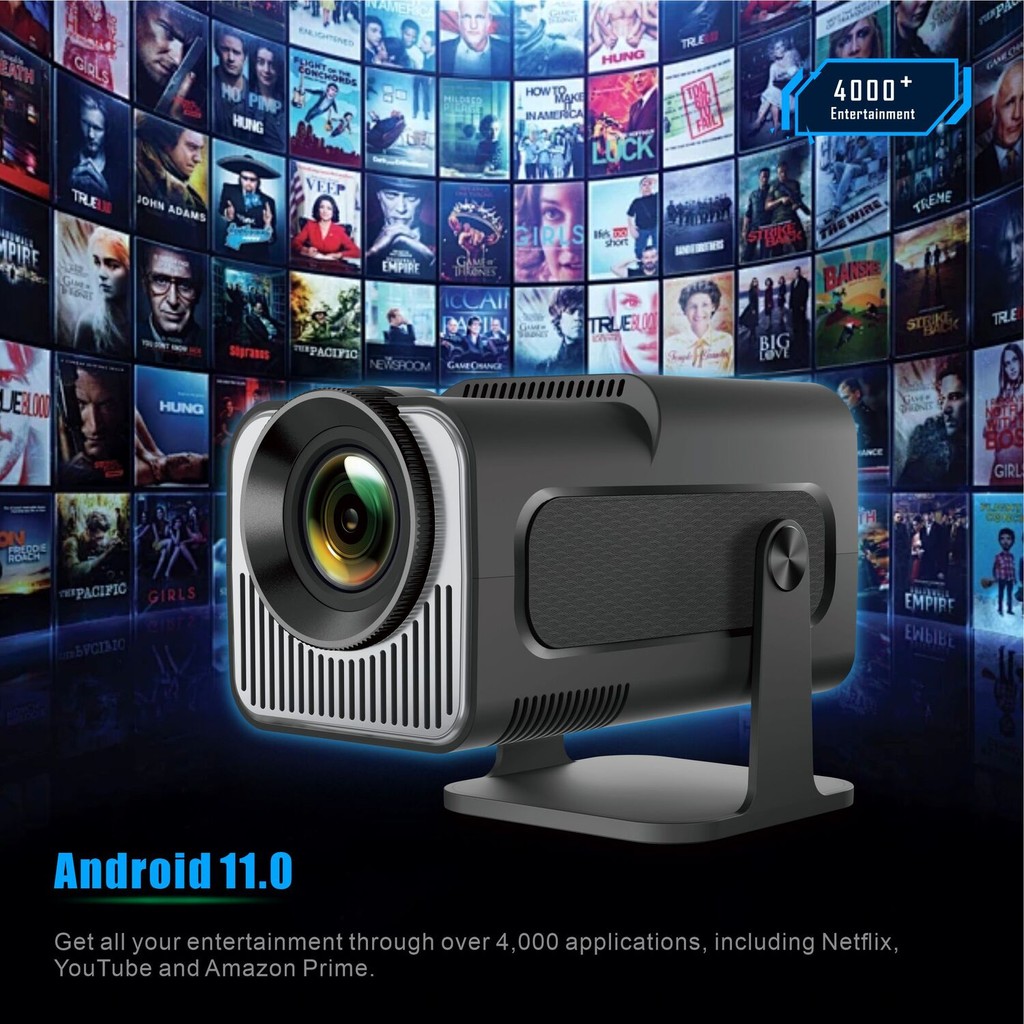HY320 MINI Salange Android 11.0 Projector LED Beamer Home Cinema 300ANSI 720P WIFI Smart TV for 108
