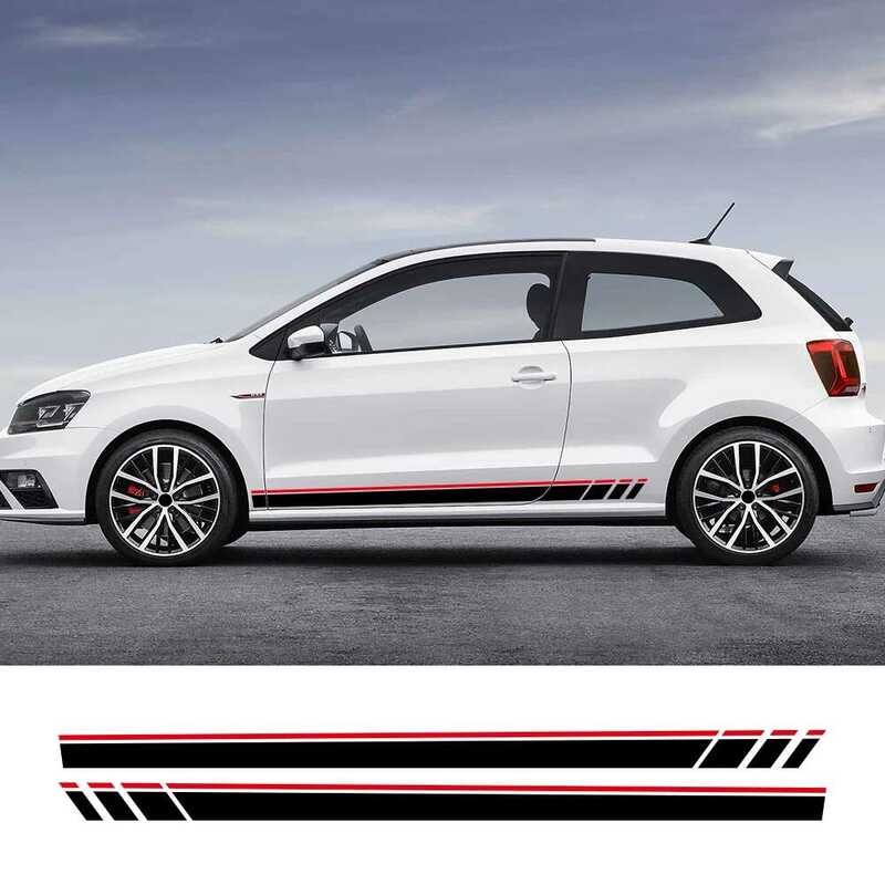ชิ้น 2 สติ๊กเกอร์ข้าง สำหรับ VW Polo 6R 6C 9N2 9J GTI การปรับแต่งรถยนต์ สไตล์การแข่งขัน PVC อุปกรณ์ต