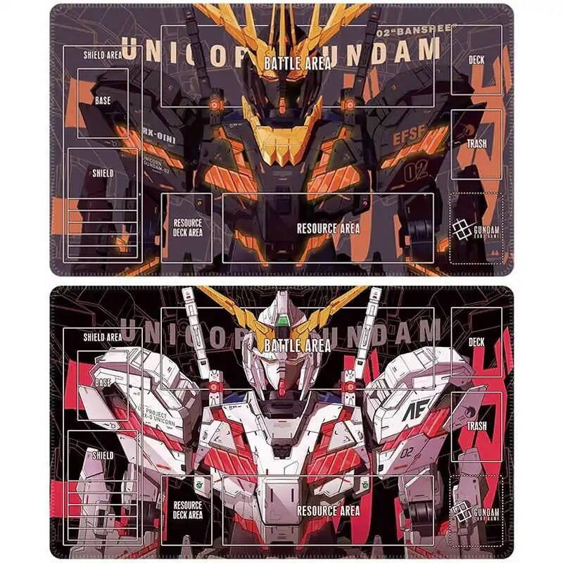 ใหม่การ์ตูน TCG Unicorn Gundam Single-player Card Playmat 600x350 มม.ชุดยางแลกเปลี่ยน Combat Disc Battle Board เกม Pad