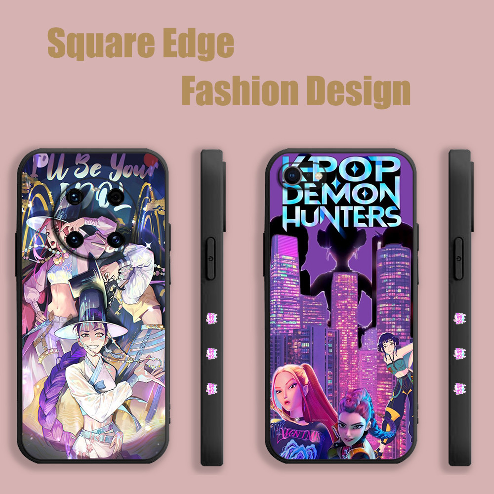 ปลอกสําหรับ OPPO A53 A76 A95 A96 A77 Reno6z Reno 7 4G Kpop Demon Hunters สีชมพู XWC84 เคสโทรศัพท์ขอบ