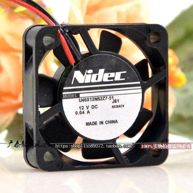 Nidec 12V 4010 4CM 0.04A U40X12NS2Z7-51 พัดลมความชื้นที่เงียบสงบเป็นพิเศษ