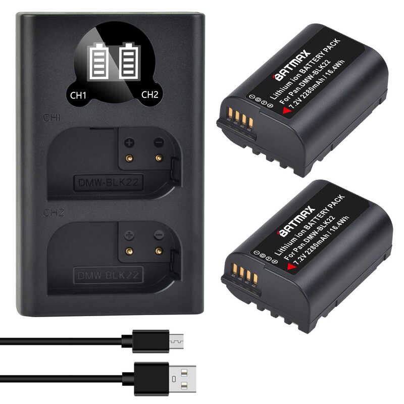 Batmax 7 DMW-BLK22 BLK22 2280mAh แบตเตอรี่ + ไฟ LED ชาร์จคู่ สำหรับ Pana