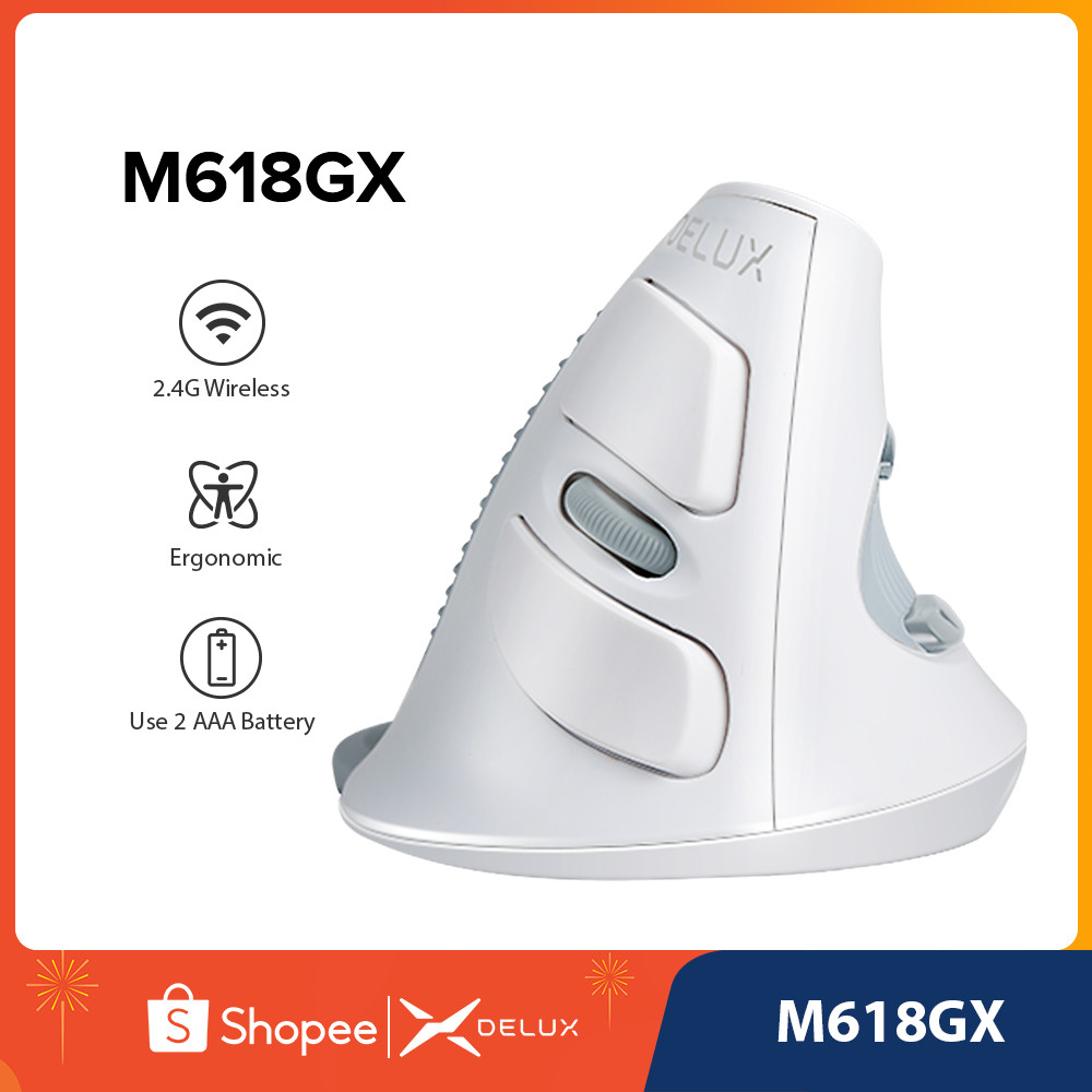 DELUX M618GX Wireless Mouse 6 ปุ่ม 800/1200/1600DPIออฟติคอลเม้าส์ยางเปลือกป้องกันสำหรับPCแล็ปท็อป