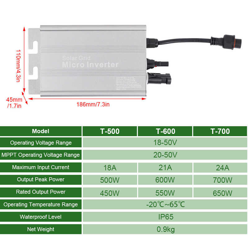 ❤ อินเวอร์เตอร์พลังงานแสงอาทิตย์00w 600W 700W 0Hz แผงโซล่